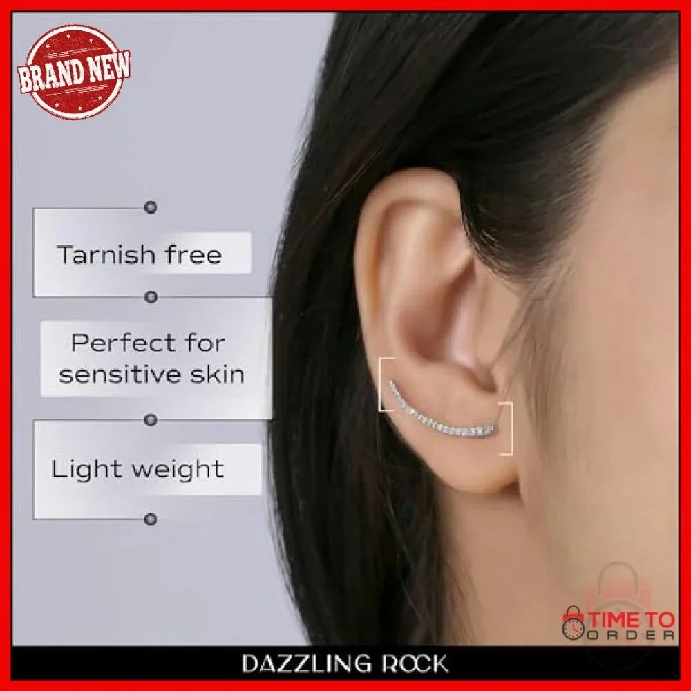 Sterling Silver Diamond Cuff Earring 0.11ct Natural White Diamond